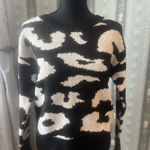 Baltic Børn Chic Black and White Leopard Sweater